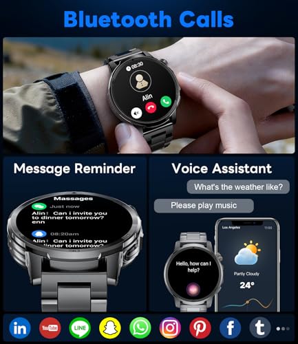 Image of Military Smart Watch for Men Answer /Make Call, 1.85'' HD Rugged Smartwatch with 1000mAh Battery /Flashlight /Heart Rate /110+ Sports Mode, IP68 Waterproof Fitness Tracker Watch for Android iPhone