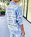 MACCHIASHINE Women's Letter Patchwork Long Sleeve Ripped Jean Jacket Sexy V Neck Loose Printed Distressed Denim Outfits(LB-2XL)