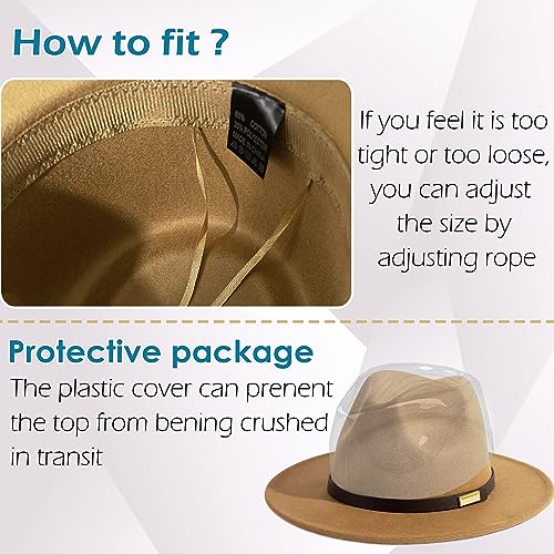 Image of Fedora Hats for Men Wide Brim Panama Hat with Classic Belt