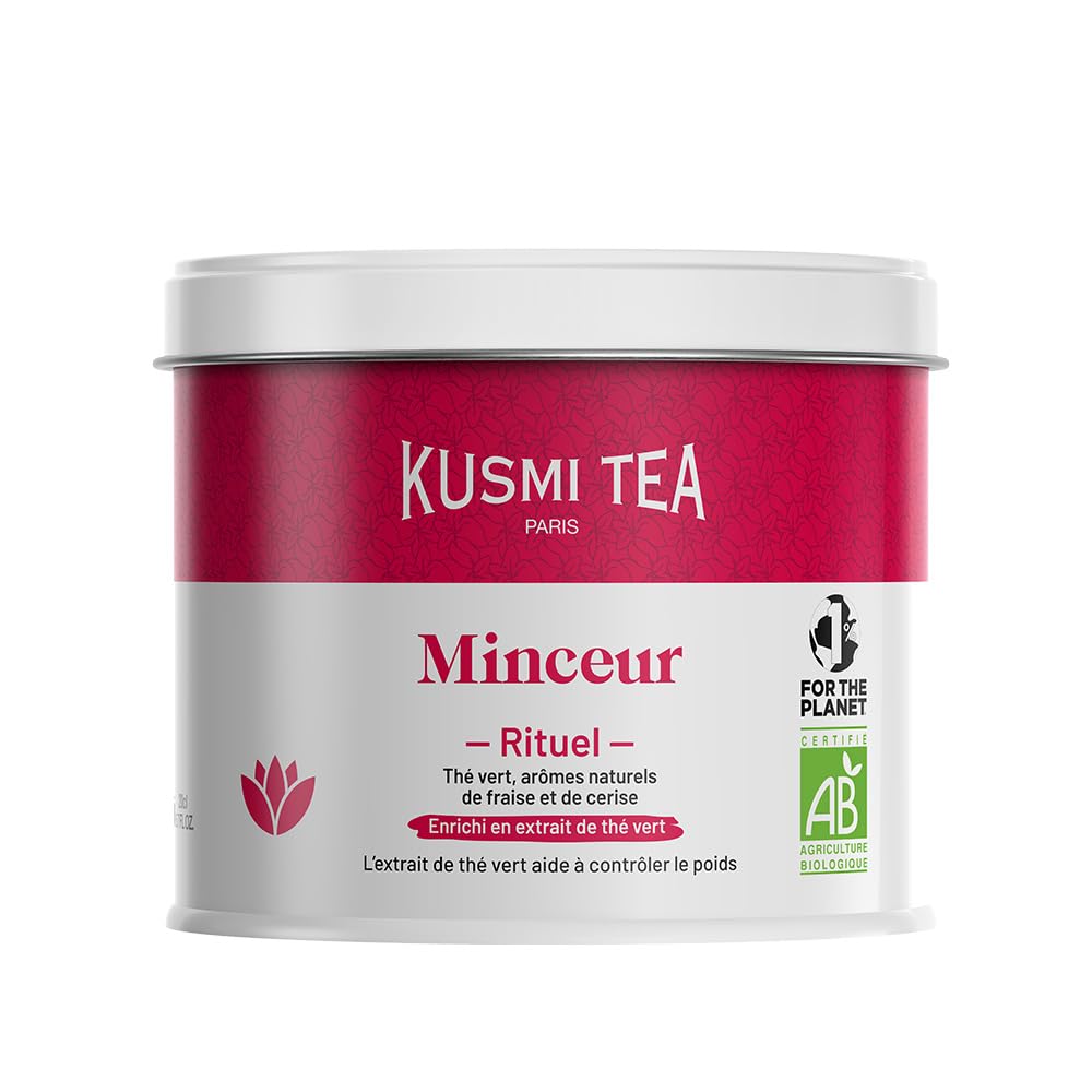 Kusmi Tea - Slim Ritual - Schlankheitstee - Angereichert mit Grüntee-Extrakt - Erleichtert die Gewichtsabnahme - Erdbeere und Kirsche - Loser Tee - 100 g Metalldose für etwa 50 Tassen