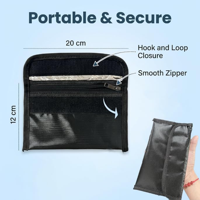 Bolsa para documentos ignífuga e impermeable diseñada para ofrecer una protección fiable de objetos importantes como pasaportes, dinero en efectivo, tarjetas, certificados y otros documentos personale