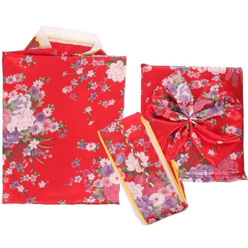 Kimono traditionnel japonais fille en tissu confortable rouge de scène