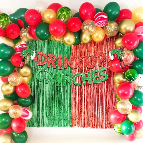 JeVenis Glittery Drink Up Grinchmas Banner Christmas Decorations Banners Grinchmas Christmas Party Decorations Christmas Party Decoration Adults Friendsmas - Image 4