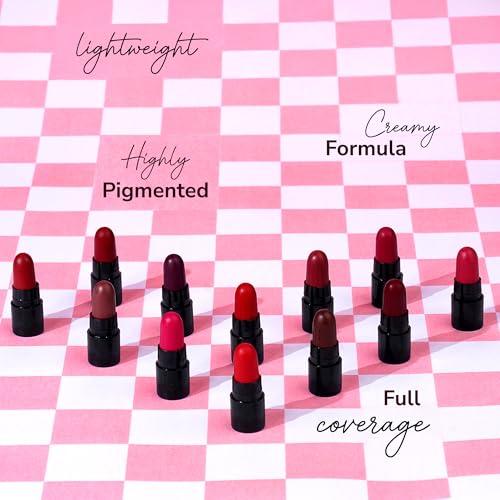 Image of Mila Beaute 12 Creamy Matte Mini Pout Party Lipstick Kit | Lip Hydrating & Light-weight | Long Lasting Lipsticks for Women | Suitable All Indian Tones - Nudes & Browns 14.4g (Pack of 2)