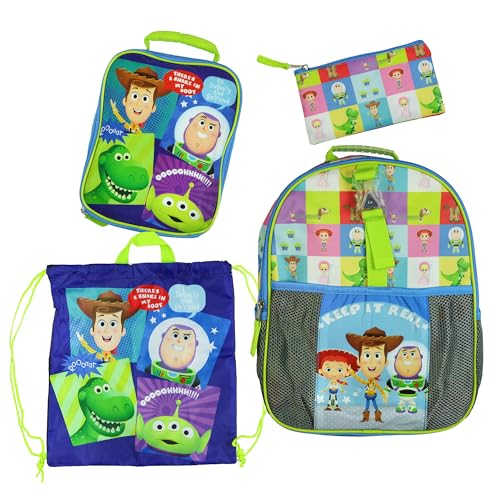 Bioworld Mochila infantil Toy Story Keep It Real conjunto de 4 peças com fivela iluminada bolsa para livros de 35,5 cm