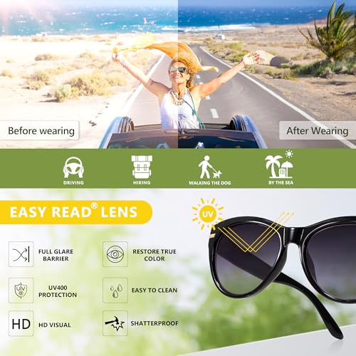 EASY READ 2 Pack Sunglasses for Women,Fashion Outdoor Womens Sunglasses with UV400 Protection3