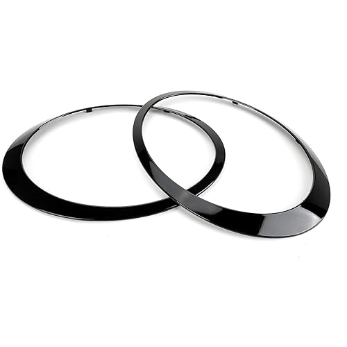 Headlight Trim Ring Driver & Passenger Side Headlight Trim Ring Bezel Moulding Trim Head lights Bezel Compatible with Mini Cooper R55 S R56 S R57 S R58 S R59 S OEM#51137149905, 51137149906 (Black)