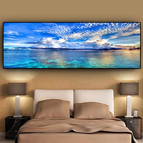 Poster paysage lac scandinave deco murale salon chambre moderne sans cadre