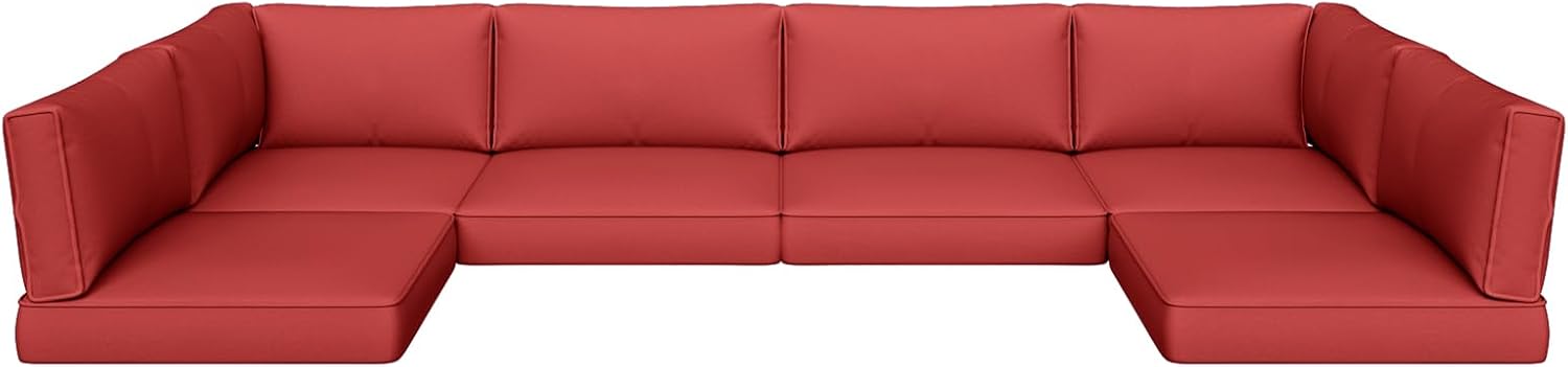Aoxun Outdoor Replacement Cushions for Patio Furniture, Deep Seat Outdoor Cushions for 6-Seat Wicker Sectional, 14-Piece Water-Repellent Cushions for L-Shape Couch(Wine)