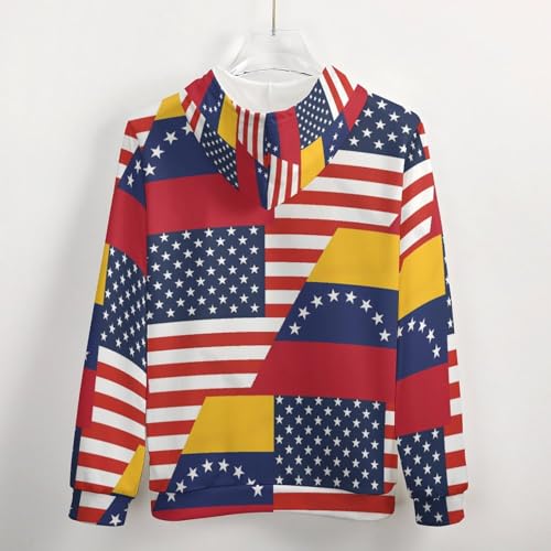 U.S. Venezuela Flag Men's Hoodie Zippered Up Casual Sweatshirts Lightweight Jacket Fall Winter Coat4