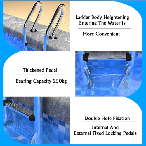 Escalera para piscina de acero inoxidable 2 peldaños miniatura 3
