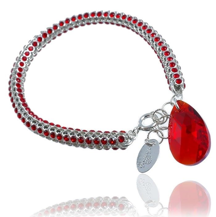 Argent 925 ARANDE : bague cristal rouge d'exception