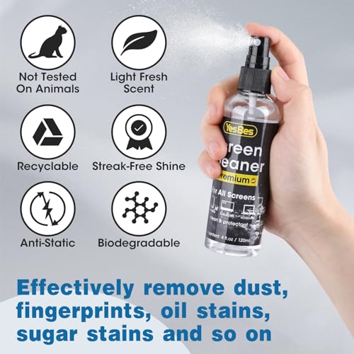 image for YesBes Screen Cleaner Spray 16oz (4oz x 4 Pack) - TV & Computer Screen