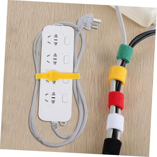 100pcs Amarillo Correas de Cable de Gancho y Bucle Organizador de Cables Envoltorio de Cordón para Electricidad para Hogar y Oficina miniatura 6