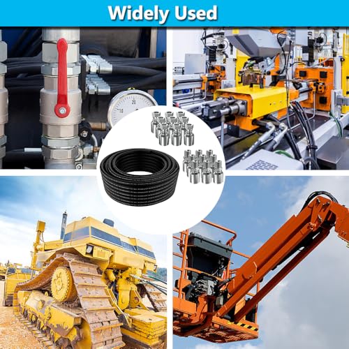 Image of 12PCS 1 /2 inch JIC 37 Female Hydraulic Hose Fittings, Hydraulic Hose Crimp Fitting Ends for Air Hose Repair Kit