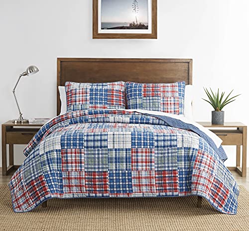 Nautica - Queen Quilt Set, Soft & Breathable Cotton Bedding with Lightweight Feel, Reversible 3 Piece Bed Set with Matching Pillowcases (Raeford Blue) - Image 2