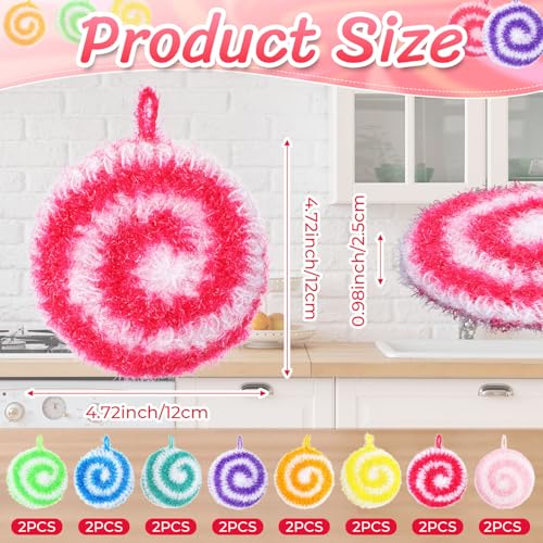 Image of Kenning 12 Pcs Dish Scrubber Non Scratch Dish Washing Scrubbers Reusable Household Cleaning Kitchen Tools for Dishwashing Washing Dishes Cookware Tubs Sinks (Candy)