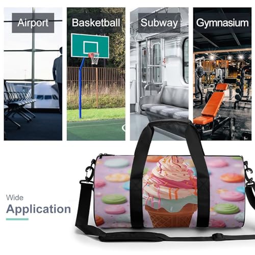 Gym Bag for Men Women Many Colored Ice Cream Duffel Bag Overnight Bag with Compartment Gym Sackpac3