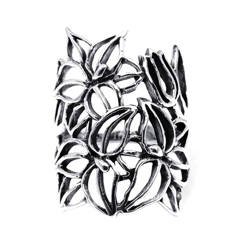 AeraVida See Through Wild Flower .925 Sterling Silver Ring | Delicate Wedding Rings For Women | Vintage Comfort Fit Silver Rings for Women | Promise Ring | Sterling Silver Rings Sizes 5-10