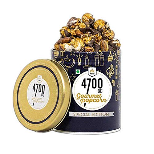 Image of 4700BC Nutty Tuxedo Chocolate Popcorn, Tin, 125g + 4700BC Gourmet Popcorn, 5 Flavours Pack (3 Cheese, 2 Caramel), 475g