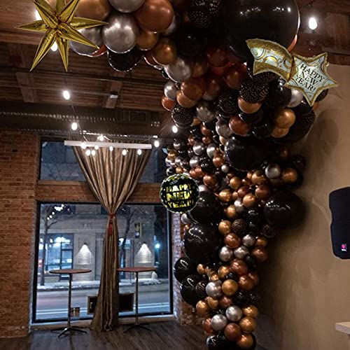 4 Sizes Black Gold And Silver Balloon Garland Arch Kit For New Year Party Decorations, Gold Explosion Star Balloons For Baby Shower Birthday Party Supplies #TOP6