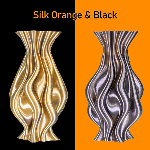 Image of MIKA3D Dual Color 3D Silk Black Orange PLA Coextrusion 3D Printer Filament, 1.75mm 2 Colors in 1 Printing Multi Colored Silk PLA, Widely Fit for 3D Printer, 2.2lbs /1kg Bicolor 2 Colors in 1 Silk PLA