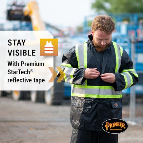 image for Pioneer Hi Vis Lightweight Waterproof Safety Rain Suit - Reflective Wo
