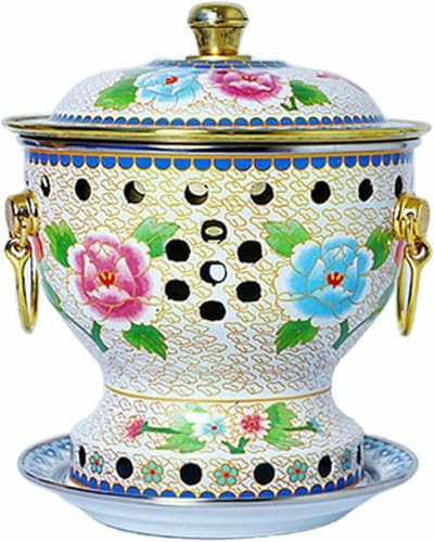 Olla caliente de cobre, olla de cobre antigua de Beijing para una sola persona, olla tradicional china Cloisonne, platos pequeños para rozaduras comerciales para 1-2 personas, estufa de alcohol~/
