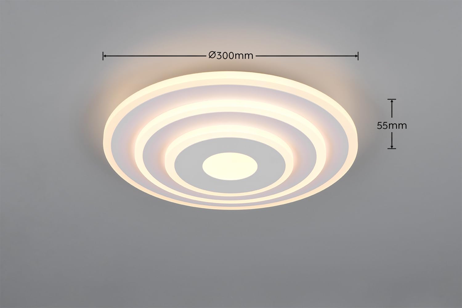 Reality Leuchten LED Deckenleuchte Goya R63521131, Metall Weiß matt, Kunststoff, inkl. 35 Watt LED, Fernbedienung, Lichtfarbe wechselbar, dimmbar, Nachtlicht
