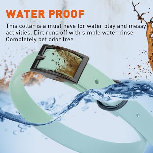 Image of Dogline Biothane Waterproof Dog Collar Strong Coated Nylon Webbing with Black Hardware Odor- Proof for Easy Care Easy to Clean High Performance Fits Small Medium or Large Dogs, Sage Green