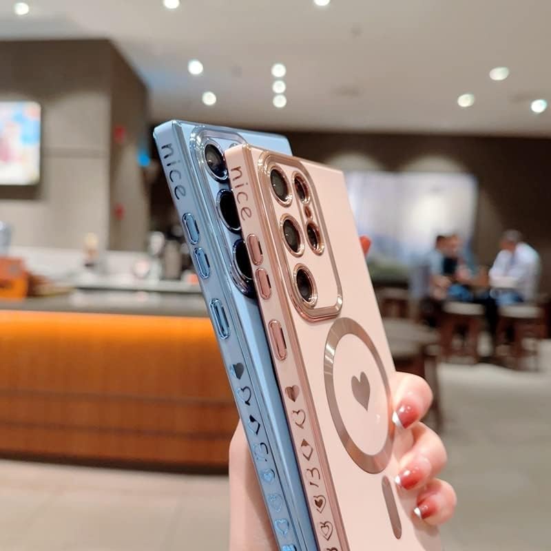 Miniatura 4 de Love Heart - Funda magnética para Samsung Galaxy S23, S22, S21 Ultra Plus, compatible con Magsafe chapado de lujo a prueba de golpes para Samsung