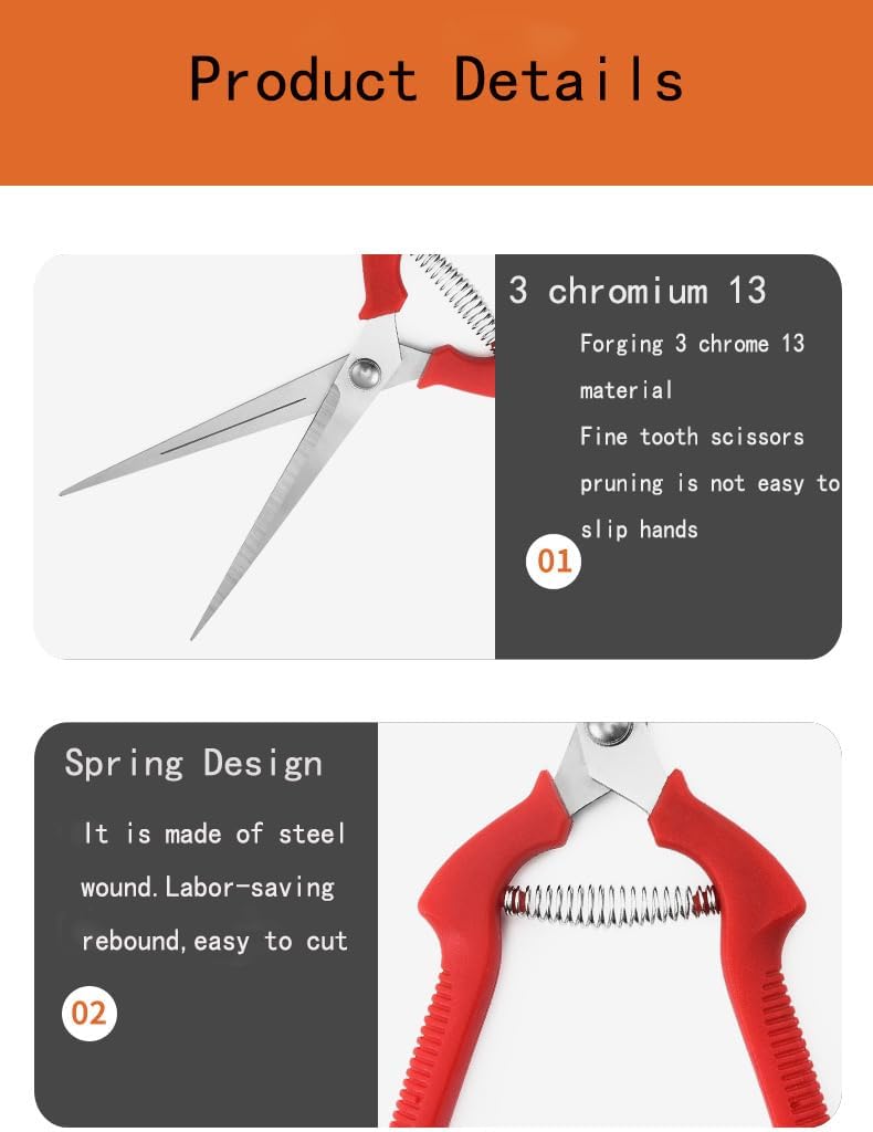 1 PACK Extended-model Stainless Steel Multifunctional Garden Pruning Shears. Use-pruning Flowers, Trees, Fruits, Vegetables, Herbs; Suitable for Home, Garden, Agriculture, Flower Shop, Etc. - Image 4