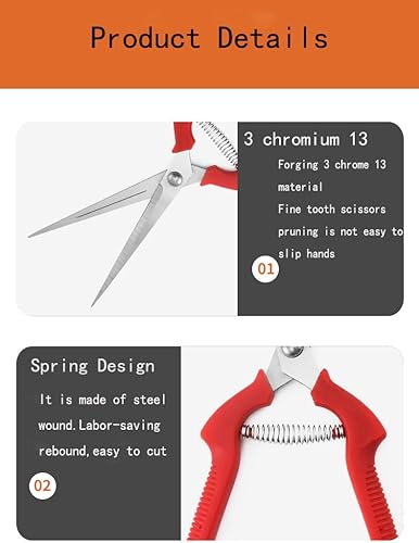 1 paquete de tijeras de podar de jardín multifuncionales de acero inoxidable de modelo extendido. Poda de flores, árboles, frutas, verduras,