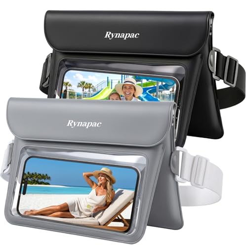 2 Pack Underwater Waterproof Fanny Pack Women and Men Dry Belt Bag Waist Waterproof Pouch for Phone Passport Wallet Double Space Elastic Waistband Swimming Snorkeling Kayaking Accessories