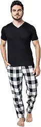 Pijama Masculino Curto Xadrez em Flanela para Inverno, Conjunto
