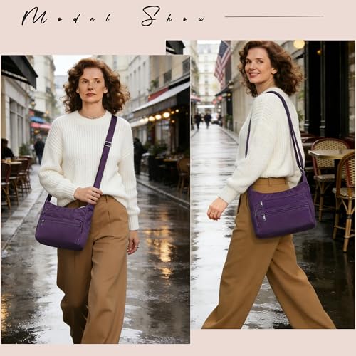 Image of VOLGANIK ROCK RFID Purses for Women Fabric Nylon Multi Pocket Crossbody Bag Ladies Travel Handbag