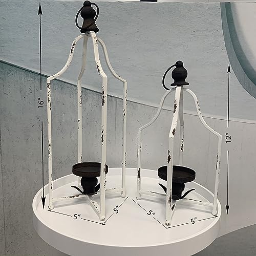 Fenisam 8306299000 Large Tall Shabby Chic Lanterns Decorative Indoor Outdoor, Outside Gifts Front Porch Patio Vintage Metal Candle Holders thumb #5