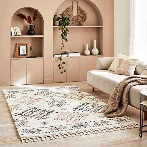 Nazar Teppich Berbere Wohnzimmer, Berbere a Fransen, Shaggy-Teppich, Mehrfarbig, geometrisches...