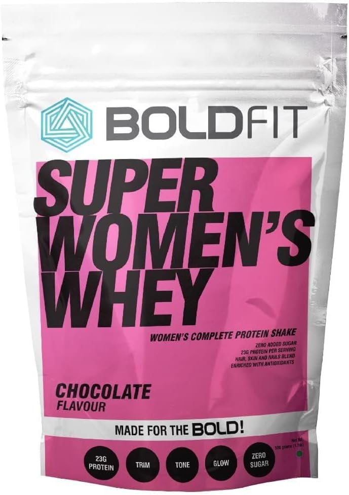 Boldfit Super Women's Whey Protein Powder For Women with Hair Skin and Nails support, No Added Sugar, Ideal for weight loss & slim body, Keto Friendly (500gm Chocolate)