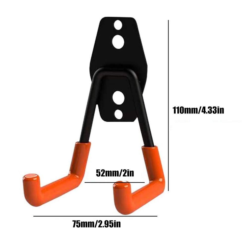 Crochets de rangement de garage, crochets de suspension muraux robustes avec revêtement antidérapant pour porte-outils et organisateur mural