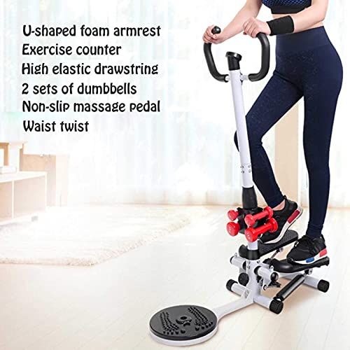 Image of with Resistance Bands Mini Home Hydraulic Stepper with Armrests with LCD Display Multifunction Clim Machine Fitness Equipment Load 100kg Cardio Exercise Antislip Steppers