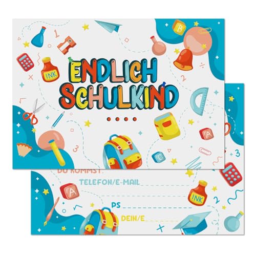 GROVBLE Einschulung Einladungskarten,12 Stück Einladung Einschulung,Einladungskarten Schulanfang,Einladungen für Kinder zum Schulbeginn,Endlich Schulkind,Einschulung Junge Mädchen GROVBLE Einschulung Einladungskarten,12 Stück Einladung Einschulung,Einladungskarten Schulanfang,Einladungen für Kinder zum Schulbeginn,Endlich Schulkind,Einschulung Junge Mädchen