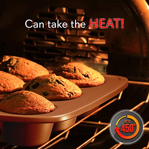 6-Pcs Nonstick Bakeware Set Baking Sheets, Non-Grease Cookie Trays, Wide & Square Bake Pan, Bread Loaf & Round Cake Pan, Designed Not To Wrap Or Bend Out Of Shape - Nutrichef #TOP3