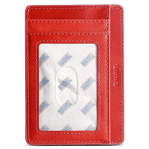 IRON SPIDER Men's Wallet，Monolayer Slim Minimalist Front Pocket RFID Blocking Leather Pocket Wallet with Superhero SPIDER RED4