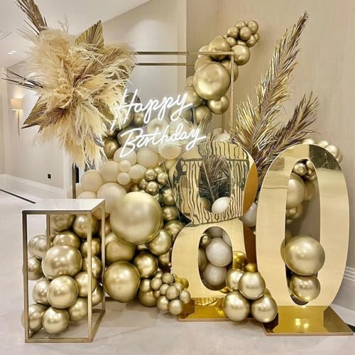 Image of Jobkoo 60 Pcs Light Gold Balloons 5Inch Metallic Gold Chrome Balloons Champagne Gold Party Balloons Small Golden Latex Helium Balloon for Birthday Valentines Day Anniversary Wedding Party Decorations