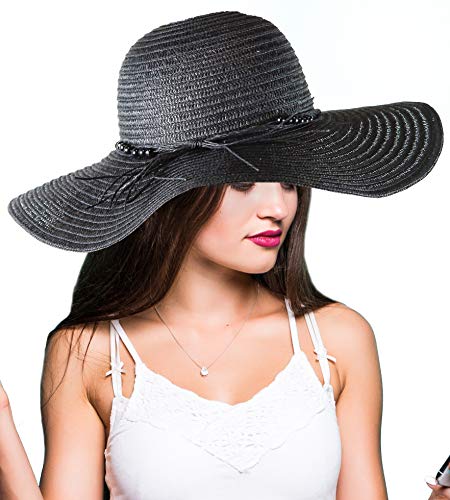 Debra Weitzner Beach Straw Floppy Hat for Women Wide Brim - Sun Protection - Packable Foldable Summer Sun hat for Ladies