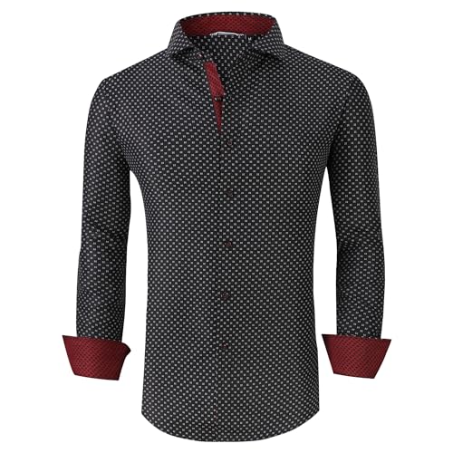 Alex Vando Mens Printed Dress Shirts Long Sleeve Regular Fit Button Down Shirt