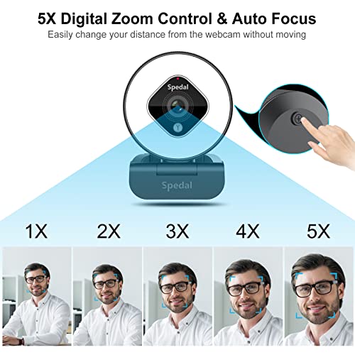 1080P HD Webcam mit Ringlicht Autofokus Webcam Zoom Live-Streaming Webcam mit Mikrofon und Stativ USB Kamera für PC Videoanrufe aufzeichnen Online-Kurs Mac Windows – Bild 3