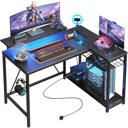 La Mejor Recopilación de Escritorio Computadora los más recomendados. 45 FURRIFIC Escritorio para Computadora en Forma de L, Escritorio Minimalista con Soporte para Monitor, Escritorio Gamer Estructura de Acero,Toma de Corriente, Perchero para...