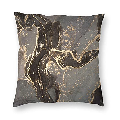 クッションカバー 60×60cm 正方形 グレーとゴールドの大理石模様 おしゃれ 北欧 雑貨 ソファ背当て 装飾枕カバー 座布団カバー 抱き枕カバー インテリア飾り 車用 家庭用 レストラン用 ホテル用 1枚セット